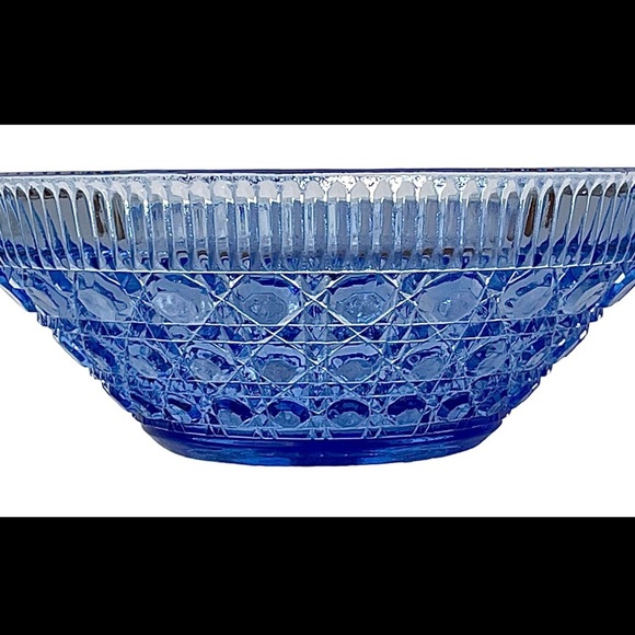 Mid Century Glass Candy Dish Bowl Windsor Pattern By Indiana Glass Vintage Blue - Picture 5 of 5